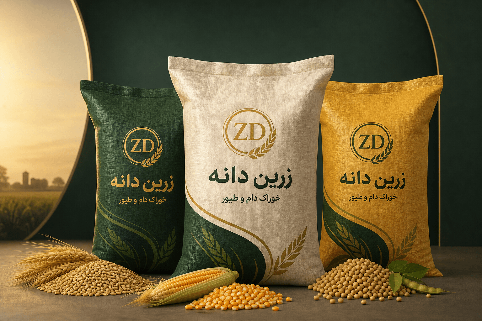 بستهبندی تبلیغاتی محصولات خوراک دام و طیور زرین دانه